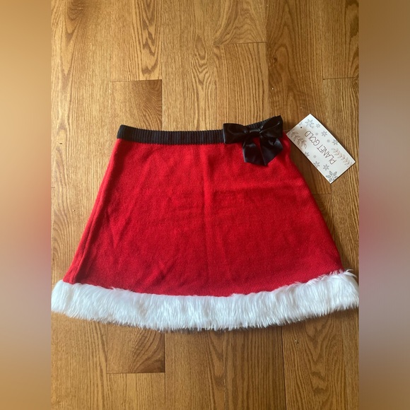 NWT Christmas Skirt Elf Skirt knit Size L Faux Fur Trim Caroling SO FUN! MERRY! - Picture 1 of 12